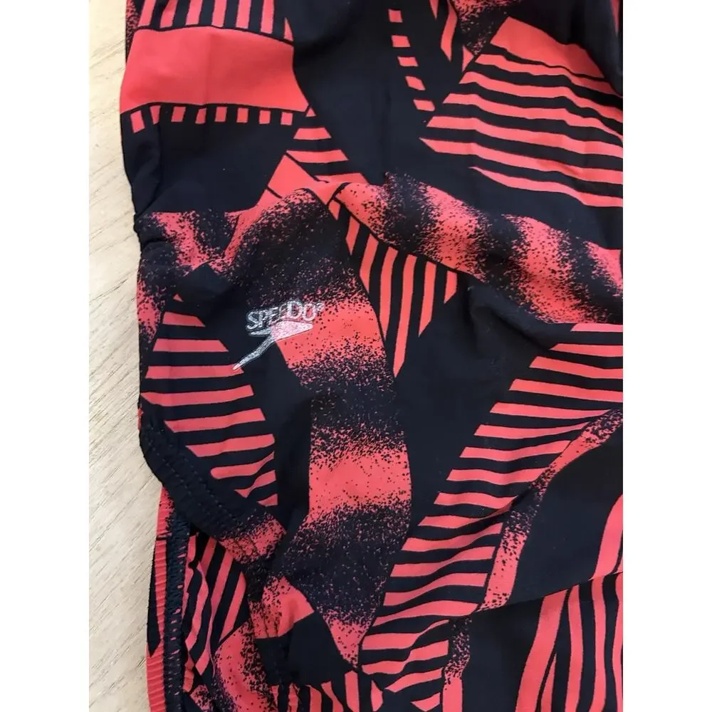 Vintage 80s Speedo Swimsuit One Piece Red Black No Liner Women’s 28 S OLD